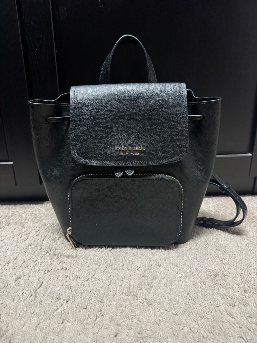Kate Spade Black Pebbled Leather Backpack